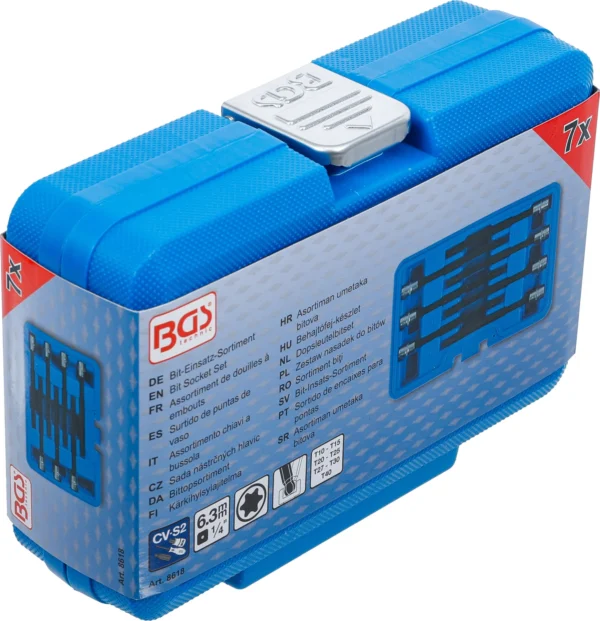 BGS 8618 zestaw nasadek do bitów, 6,3 mm (1/4"), profil T (do Torx) z głowicą kulkową T10 - T40, 7 szt.