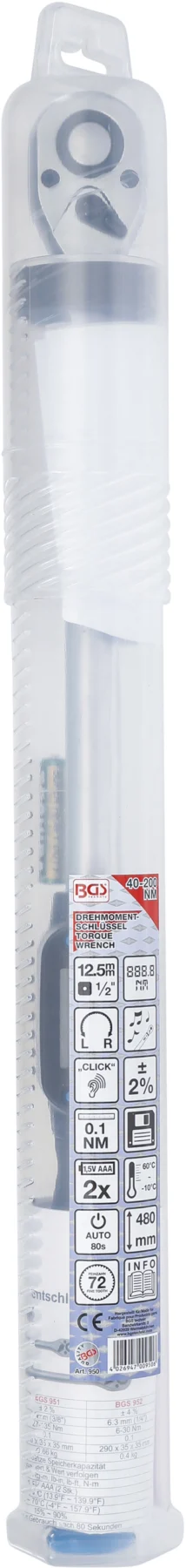 BGS 950 cyfrowy klucz dynamometryczny, 12,5 mm (1/2"), 40–200 Nm