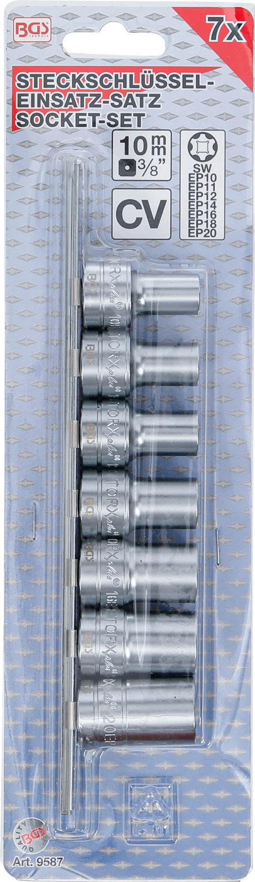 BGS 9587 zestaw nasadek profil T Plus (do Torx Plus), 10 mm (3/8"), 10EP - 20EP, 7 szt.