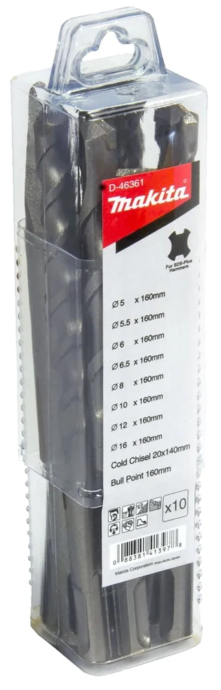 Makita D-46361 zest.wiert.sds+dłuta 10szt Makita D-46361 zest.wiert.sds+dłuta 10szt