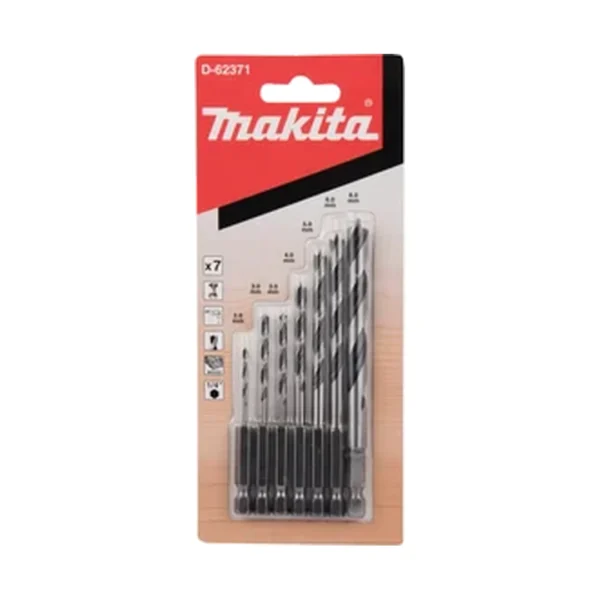 Makita D-62371 zestaw wierteł do drewna 1/4" HEX /7szt Makita D-62371 zestaw wierteł do drewna 1/4" HEX /7szt
