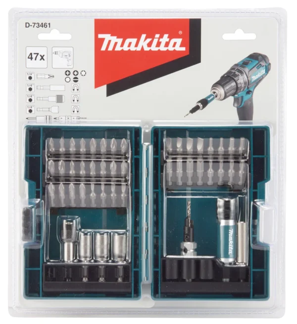Makita D-73461 zestaw bitów i nasadek 47 el. Makita D-73461 zestaw bitów i nasadek 47 el.