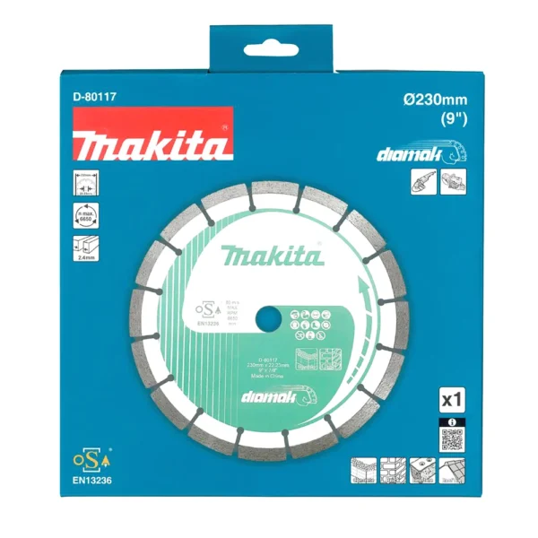 Makita D-80117 tarcza diamentowa 230×22,23 mm segmentowa (na sucho) beton, cegła, marmur