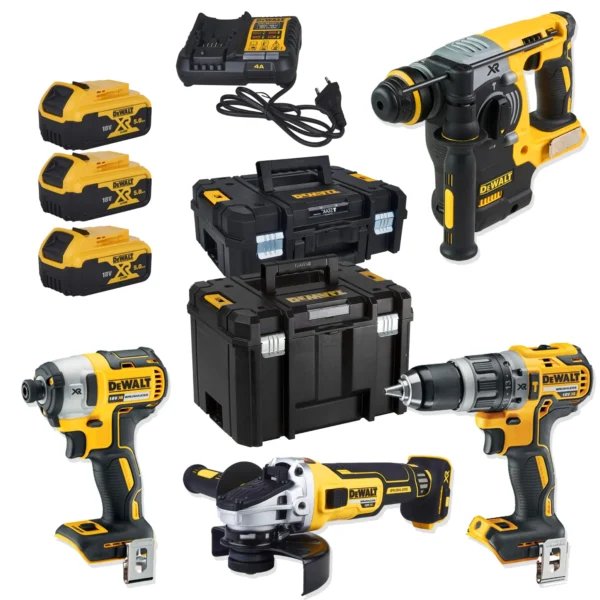 DeWALT DCK422P3T-QW zestaw 4 elektronarzędzi XR 18V, 3 × 5,0 Ah, 2 × TSTAK