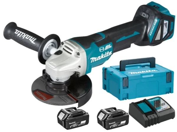 Makita DGA517RTJ szlifierka kątowa akumulatorowa 125 mm BLDC 18 V li-lo MAKPAC