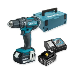 Makita DHP482RFJ wiertarko-wkrętarka udarowa 18 V LXT 62 Nm 2×3,0 Ah Makpac – zestaw: narzędzie, akumulatory, ładowarka