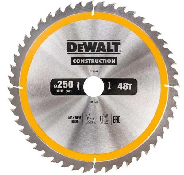 DEWALT DT1957-QZ tarcza do drewna 250 × 30 mm, 48 zębów