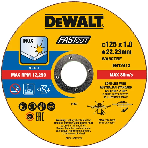 DEWALT DT20540 tarcza tnąca INOX 125×22,2×1 mm 100PC