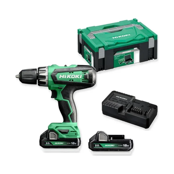 HiKOKI DV18DFWQZ wiertarko-wkrętarka udarowa 18V 55 Nm 2×2,0 Ah HSC HiKOKI DV18DFWQZ wiertarko-wkrętarka udarowa 18V 55 Nm 2×2,0 Ah HSC – zestaw: narzędzie, akumulatory, ładowarka