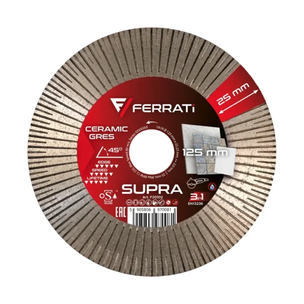 FERRATi SUPRA tarcza diamentowa tnąca i szlifująca 125 × 22,23 mm