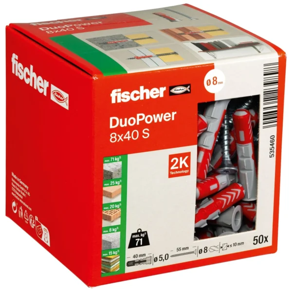 Fischer DuoPower 8 x 40 S z wkrętem Fischer DuoPower 8 x 40 S z wkrętem