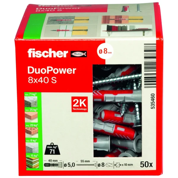 Fischer DuoPower 8 x 40 S z wkrętem Fischer DuoPower 8 x 40 S z wkrętem