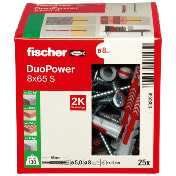 Fischer DuoPower 8 x 65 S z wkrętem op. 25 kpl.