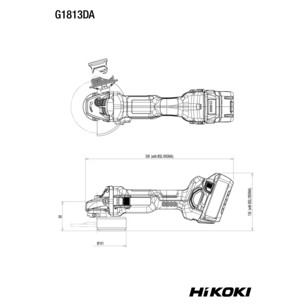 HiKOKI G1813DA szlifierka kątowa 18 V 125 mm HSC bez akumulatora