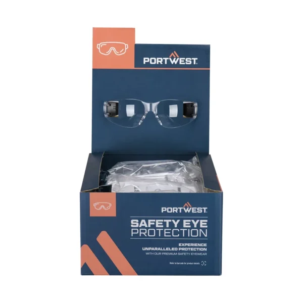 Portwest PW32 okulary ochronne bezbarwne Retail-Ready op. 12 szt. Portwest PW32 okulary ochronne bezbarwne