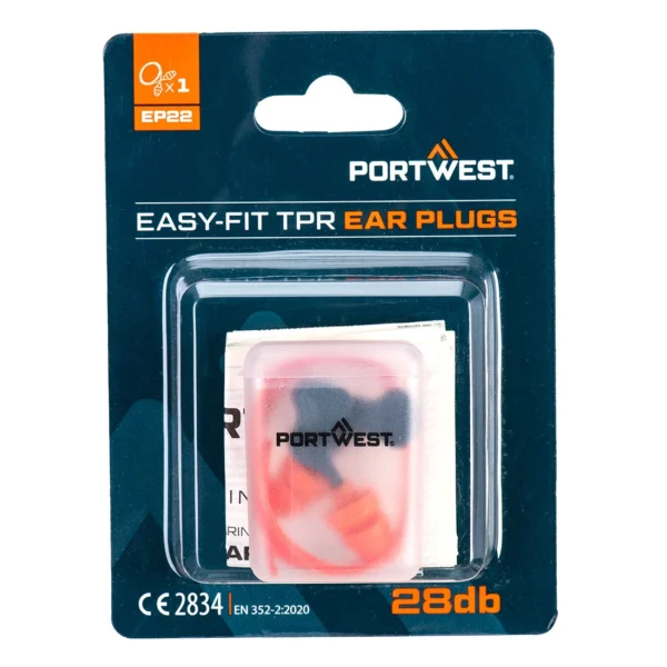 Portwest Easy Fit zatyczki TPR ze sznurkiem 1 para pomarańczowe